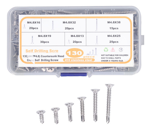 Parafusos Autoperfurantes, 130 Unidades, Parafuso De Cabeça