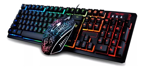 Kit Teclado Y Mouse Gamer Retroiluminado Led Rgb Rainbow K13