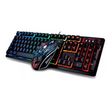 Kit Teclado Y Mouse Gamer Retroiluminado Led Rgb Rainbow K13