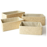 Storage Baskets Set 4 Stackable Woven Basket Paper Rope...