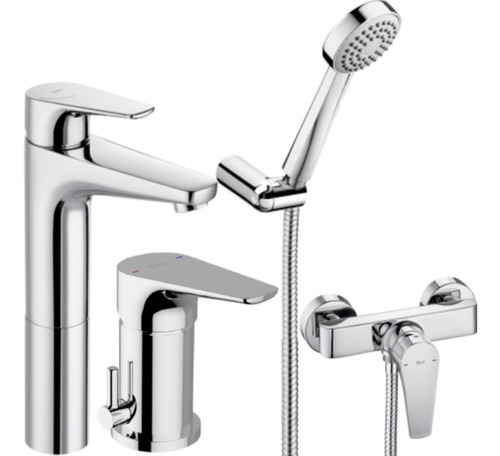 Set Griferia Roca Atlas Lavat Alto+ducha Ext S/t+bidet Tra P