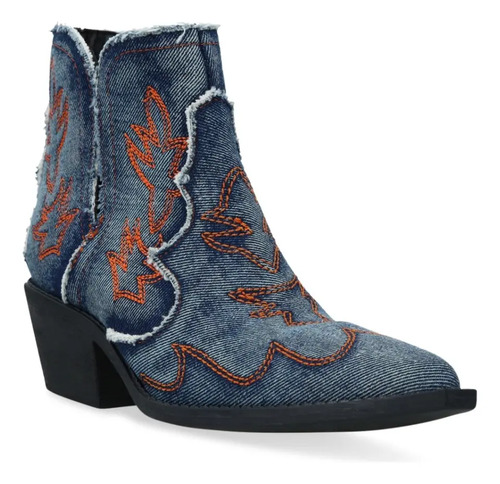 Botín De Tacón Mujer Azul 6cm 043-36