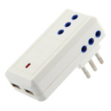 Adaptador Triple Con 2 Usb Blanco Halux