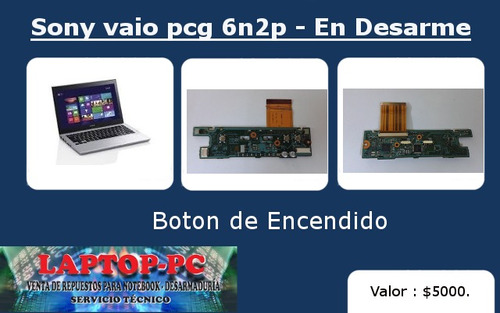 Boton Encendido Sony Vaio Pcg-6n2p