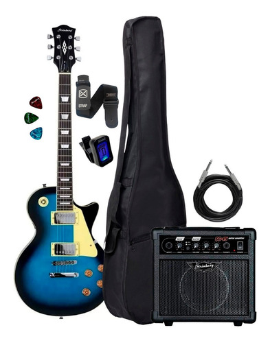 Kit Guitarra Strinberg Lps230 Azul Cubo+ Acessorios Completa