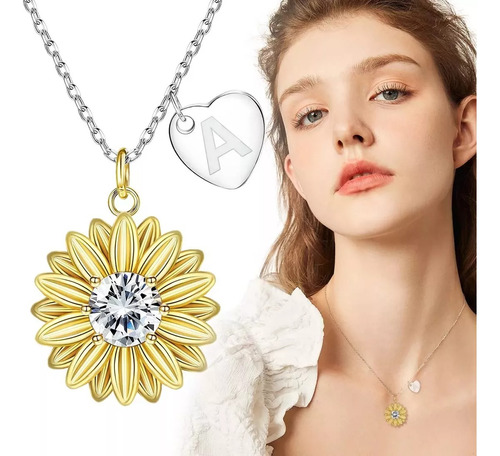 Joyeria Mujer Collare De Plata 925 Collares Girasol Dijes