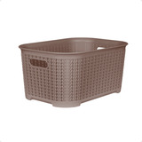 Canasto Caja Organizadora Plastica Rattan Grande 53x33x29 