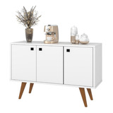 Aparador Armário Buffet Com Três Portas 91cm Elegante. Cor Branco