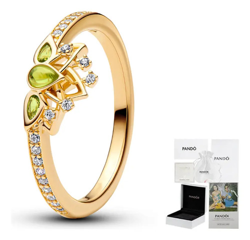 Anillo Corona Tiana Disney Princesa El Sapo + Kit Pandora