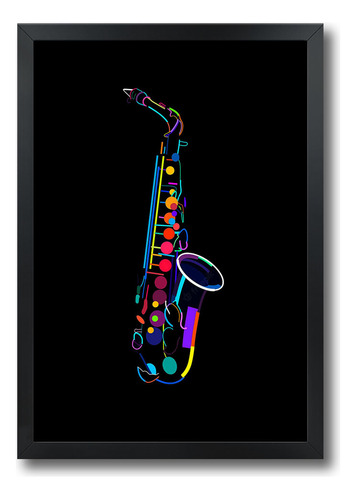 Quadro Saxofone Sax Saxophone Com Moldura A2 60 X 42 Cm B