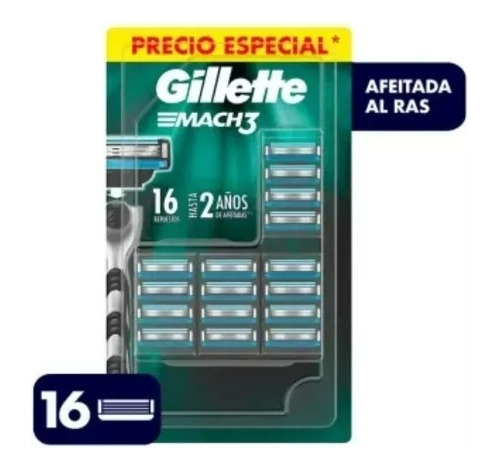 Gillette Mach3 Regular 16 Repuestos Para Afeitar/rasurar