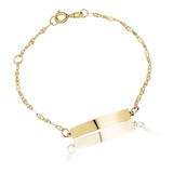 Pulseira Infantil De Chapa Bebê Ouro 18k Coffee Unissex