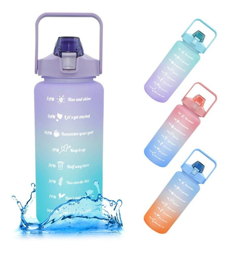 Termo Motivacional Agua 2 Ltr  Botella Grande 2000 Ml