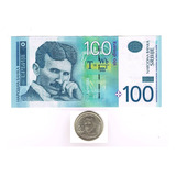 Billete Y Moneda De Tesla De 100 Y 20 Dinares Nuevos Sin Cir