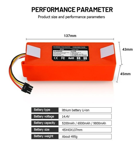 Bateria Roborock Xiaomi S50 S51 5600mah   A Pronta Entrega