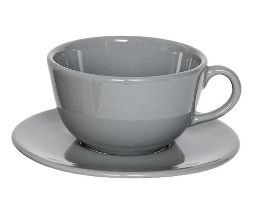 Set X6 Taza De Te 220ml C/plato Unni Grey Ceramica Oxford