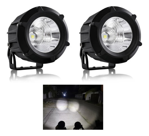 Par Faro Cree Led 10w Luz Fija Exploradora Autos Motos 