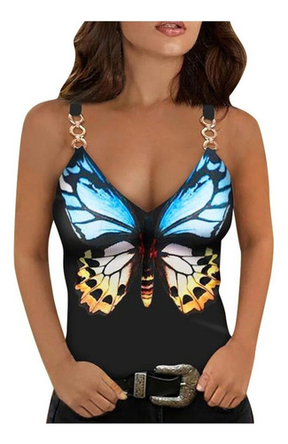 Chaleco De Cadena For Mujer Tops, Diseño De Mariposa Suelta