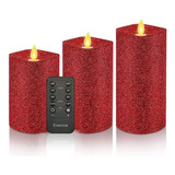 Christmas Red Powder Candle Fllickering Flameless Candles Ho