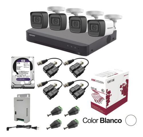 Kit 4 Epcom 5mp Audio Integrado / Bobina 100mts / Hdd 1tb Wd