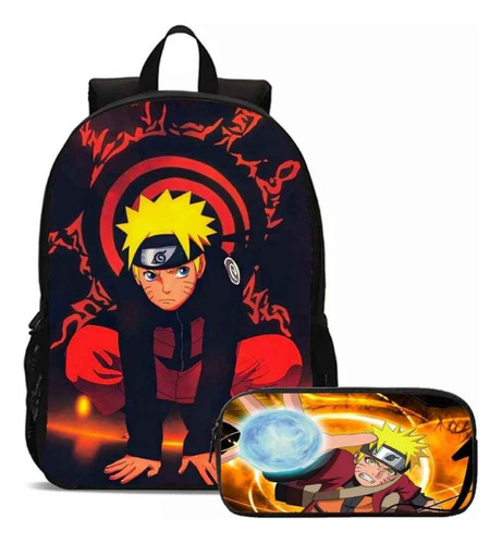 Kit Mochila Naruto Com Estojo Simples Anime Personagem