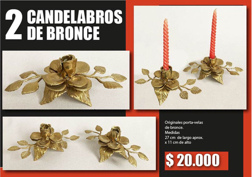 Candelabros De Bronce / Con Forma De Flor