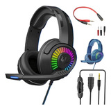 Fone De Ouvido Headset Gamer Pro Com Fio Luz Led P2 P3 Usb