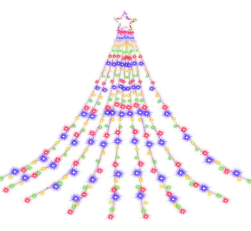 Guirnalda Solar Led Cascada Estrella 3mts Decoración Navidad