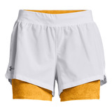 Short Ua Iso-chill Run 2 En 1 Blanco Under Armour