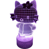 Lámpara 7 Colores Led Hello Kitty Ilusíon 3d