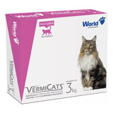  Vermífugo P/gatos 3kg Vermicats 600mg World 4 Comprimidos