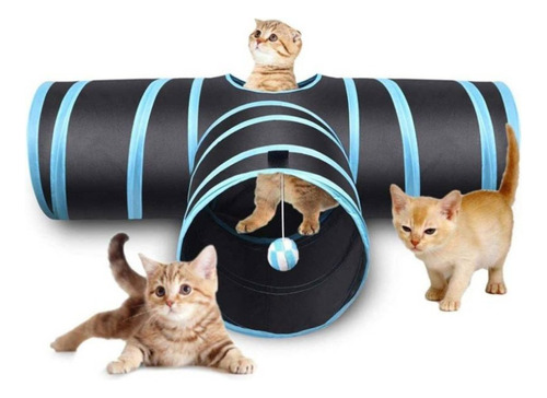 Túnel Con Pompón Con 4 Salidas En T Para Gato Mascotas