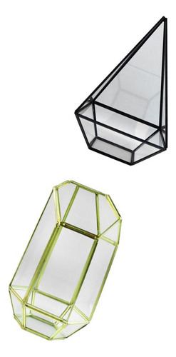 2piezas Terrario Planter Glass Geometric Air Candelero