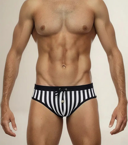 Traje De Baño Bikini Líneas Blanco Y Negro