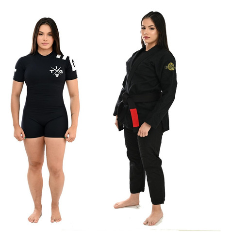 Kimono Trançado Jiu Jitsu Feminino + Body Girls Jiu Jitsu