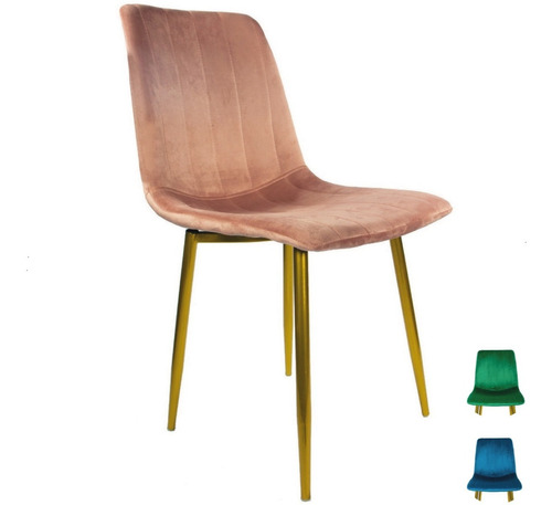 Silla Eames Tapizada Recta Minimalista Vintage Pata Dorada