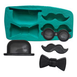 Kit Formas Silic. Sabonete Pai Bigode+gravata+óculos+chapéu 