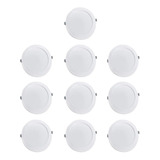 Pack 10 Foco Panel Plafón Led Embutido Redondo 18w Calida