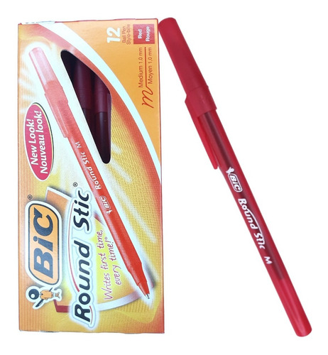 Lapicera Bolígrafo Bic Rondo Round Stic Rojo Caja X12