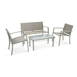 Juego De Jardin Balcon Exterior Sillones + Mesa Taupe