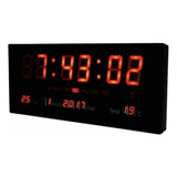 Reloj Digital De Pared Luz Led Hora- Fecha Y Temperatura