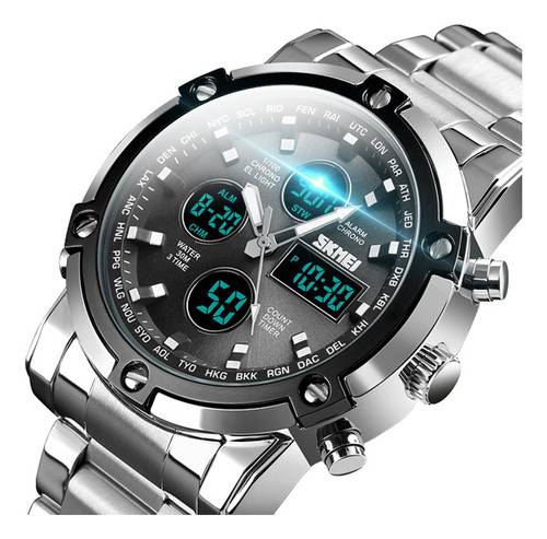 Reloj Elegante Skmei 1389 Triple Hora Acero Inoxidable