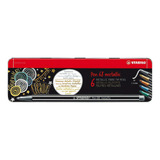 Marcador Stabilo Pen 68 Metallic X 6 Lata