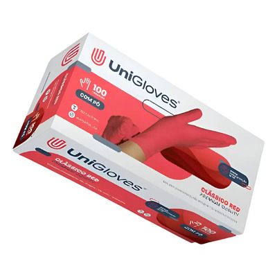 Luva Látex Vermelha UniGloves P C\u002F Pó Hipoalergênica 100 Unidades | MercadoLivre