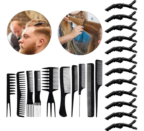 22 Kit Profesionales Peine Estilo Y Clip Cocodrilo Peinado