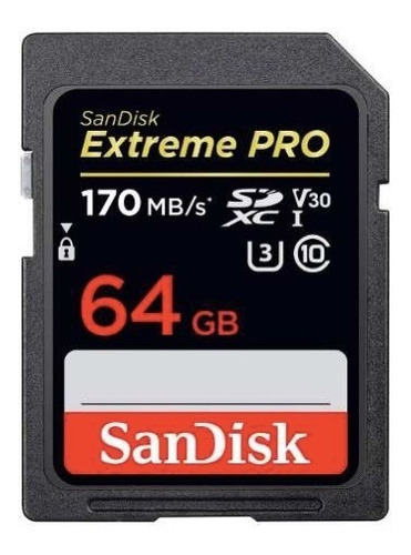 Tarjeta Sd Xc 64 Gb Uhs-i U3 Extreme Pro 170 Mb/seg Sandisk