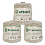 Kit 3 Barbante Euroroma Cru 1 Kilo Fio 4, 6 E 8 Para Crochê