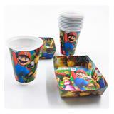 Kit 12 Vasos 12 Platos Decorativos Mario Bros 2