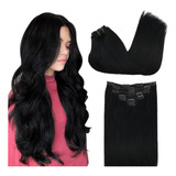 Extensiones De Cabello Natural 7 Pcs. -  Color Jet Black