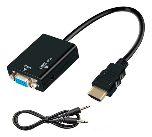 Cabo Conversor Hdmi Macho P/ Vga Fêmea Áudio Desbloqueado